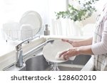 Kitchen, woman, Dishwasher