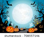 a seamless happy halloween... | Shutterstock .eps vector #708557146
