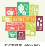 healthy lifestyle icons set  | Shutterstock .eps vector #220021693