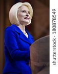 Small photo of NATIONAL HARBOR, MD - MARCH 8, 2014: Author Callista Gingrich speaks at the Conservative Political Action Conference (CPAC).