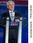 Small photo of NEW ORLEANS, LA - JUNE 16: Presidential candidate Newt Gingrich addresses the Republican Leadership Conference on June 16, 2011 at the Hilton Riverside New Orleans in New Orleans, LA.