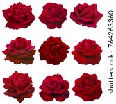 Collage Of Red Roses Isolated...
