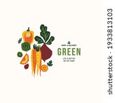 organic papercut vegetables.... | Shutterstock .eps vector #1933813103