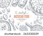 mexican food frame. linear... | Shutterstock .eps vector #263330039
