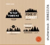 set of forest logo. hipster... | Shutterstock .eps vector #308822156