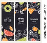 fruit banner collection. summer ... | Shutterstock .eps vector #393635479