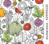vegetables seamless pattern.... | Shutterstock .eps vector #424593133