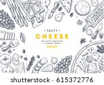 cheese collection top view... | Shutterstock .eps vector #615372776