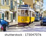 Lisbon Yellow Tram In The City...