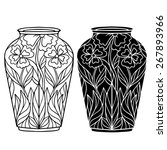 Hand Drawn Vase With Floral...