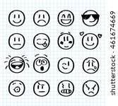 set of hand drawn smiles on... | Shutterstock .eps vector #461674669