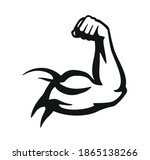 bodybuilder hand emblem in... | Shutterstock .eps vector #1865138266