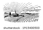 village with fields and sun.... | Shutterstock .eps vector #1915400503