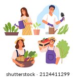 gardening people set vector.... | Shutterstock .eps vector #2124411299
