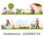 gardening people set vector.... | Shutterstock .eps vector #2139081719