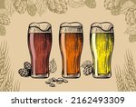 set beer in glass mugs. light ... | Shutterstock .eps vector #2162493309