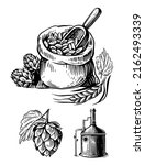 bag wheat with hop sketch.... | Shutterstock .eps vector #2162493339