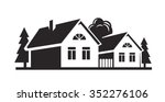 vector black house icon on... | Shutterstock .eps vector #352276106