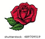 red rose cartoon style on white ... | Shutterstock .eps vector #489709519