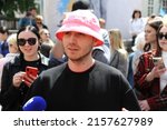 Small photo of Lviv, Ukraine 17 may 2022. Members of the Ukrainian band Kalush Orchestra speak during a press conference. Kalush Orchestra won the 66th annual Eurovision Song Contest (ESC) in Turin, Italy on 14 may.