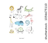 decorative safari animals set | Shutterstock .eps vector #1056675110