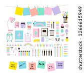 pastel colours cute office... | Shutterstock .eps vector #1266615949