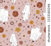 boho halloween spooky ghost... | Shutterstock .eps vector #2123183246