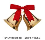 Gold Bells With Red Ribbon Bow...