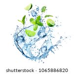 Water Splash With Mint Leaves ...