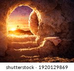 Empty Tomb With Crucifixion At...