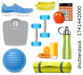 vector fitness accessories... | Shutterstock .eps vector #1741442000