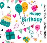 colorful birthday party... | Shutterstock . vector #706876699