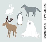 Set Of Wild Winter Animals And...