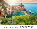Panorama of Vernazza and suspended garden,Cinque Terre National Park,Liguria,Italy,Europe