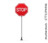 stop road sign on a pillar... | Shutterstock .eps vector #1771194446