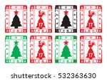 rectangular christmas stamps | Shutterstock .eps vector #532363630