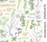 seamless pattern with herbs and ... | Shutterstock .eps vector #296901470