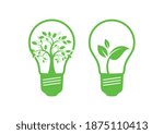 Eco Light Bulb With Green Leaf...
