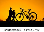 silhouette of parked bicycle on ... | Shutterstock . vector #619152749