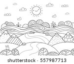 cute cartoon meadow with... | Shutterstock .eps vector #557987713