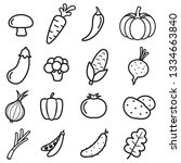 vegetables icon set on white... | Shutterstock .eps vector #1334663840