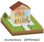 isometric house interior with... | Shutterstock . vector #289904660