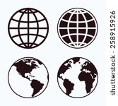 globe icon set on a light... | Shutterstock . vector #258915926