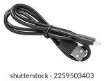 Black USB cable isolated on white background
