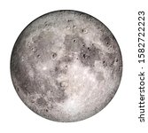 Small photo of Moon with volumetric convex craters isolated on white background, collage. Elements of this image furnished by NASA.