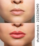 Closeup of female lips after...