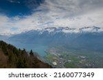 Small photo of Incredible view from Mount Harder Kulm in Switzerland. breathtaking landscapes
