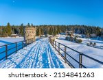 sunny winter evenign at water... | Shutterstock . vector #2134841263