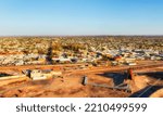 Small photo of Aerial view from elevation of Line of Lode in Broken Hill city towards downtown city CBD in sun light.