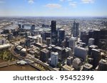 Melbourne City Cbd Aerial View...